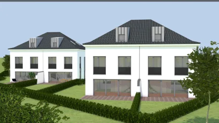 Ansicht von Süden - Haus kaufen in Deggendorf - Neubau Doppelhaushälften OT DeggendorfKEINE Käuferprovision! Bezug 2022/23