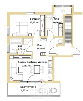 Grundriss - Wohnung mieten in Hengersberg - Blick über Hengersberg - Penthouse