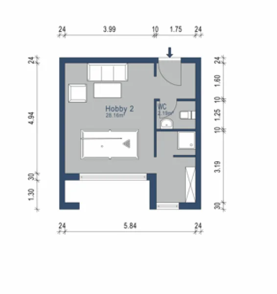 Grundriss Hobbyraum - Büro/Praxis kaufen in München - MÜNCHNER IG: SOLLN -Homeoffice, Lager etc.-Hobbyraum mit Dusche & WC in bester Lage mit Tageslicht!