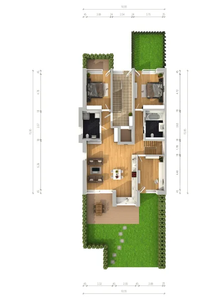 Grundriss EG 3D - Wohnung kaufen in München - MÜNCHNER IG: Neubau-Maisonettewohnung mit hochwertiger Ausstattung und großen Süd-Garten!