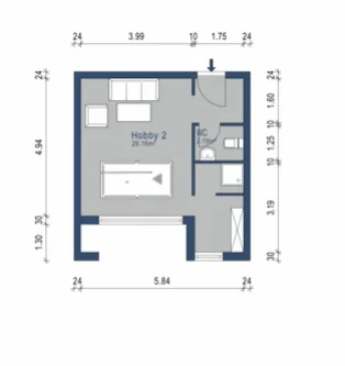 Ber.69_Grundriss Hobbyraum - Wohnung kaufen in München - MÜNCHNER IG: Hobbyraum mit Dusche / WC in Toplage und Tageslicht - KEIN DAUERHAFTES WOHNEN!