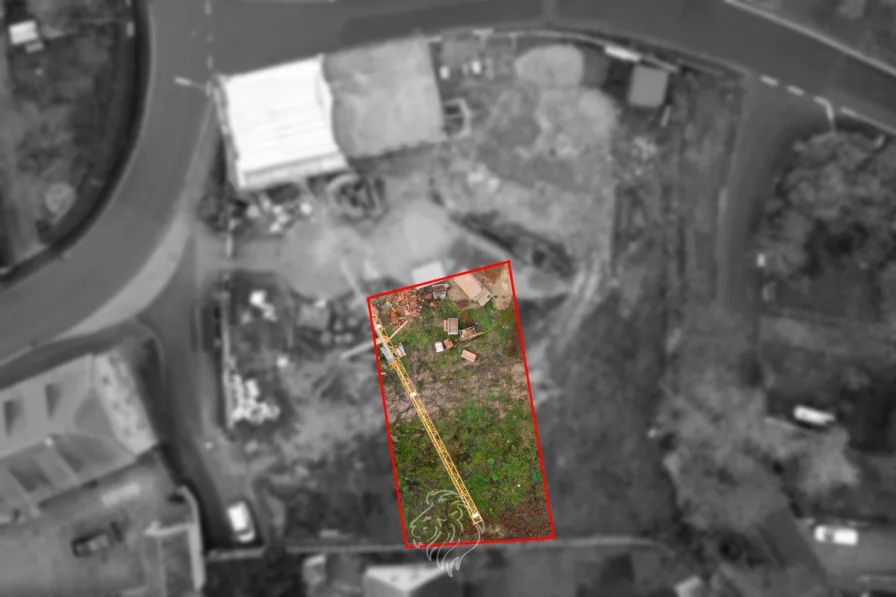 Luftbild Grundstück - Grundstück kaufen in Wiesentheid / Geesdorf - Voll erschlossenes Baugrundstück in Geesdorf
