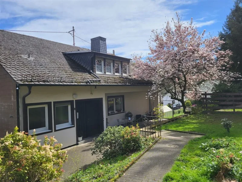 Rückseite - Haus kaufen in Schutzbach - Nähe Betzdorf/Daaden! 1- 2 Familienhaus am Wald inkl.  Schwimmbad! 