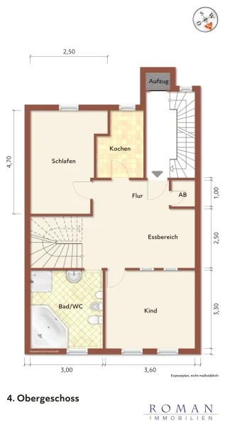 Leerer Grundriss vom 4. OG für Ihre Planung