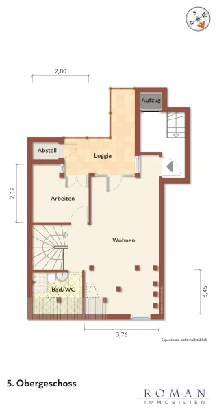 Leerer Grundriss vom 5. OG für Ihre Planung