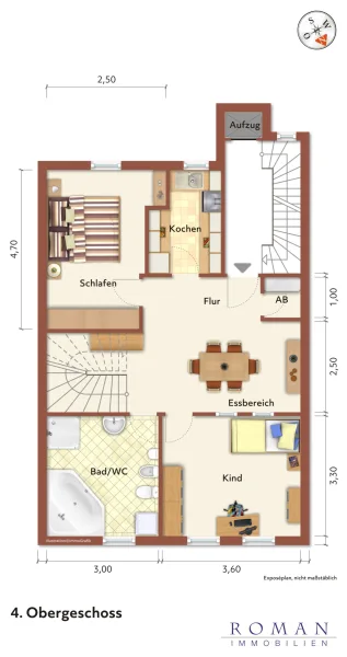 Grundriss mit Möblierungsvorschlag vom 4. OG