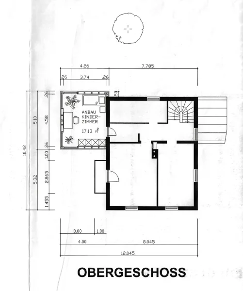 Aktueller Grundriss Anbau Obergeschoss