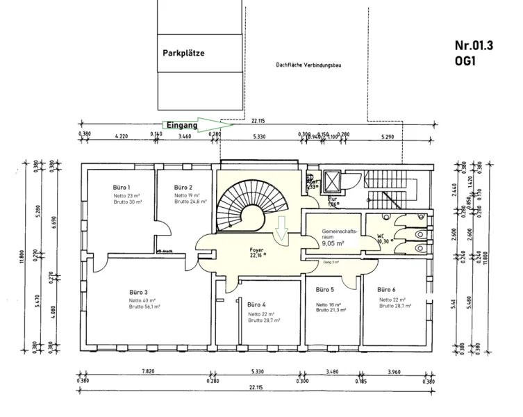 Grundriss Büroflächen