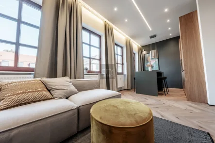 Wohnbereich - Wohnung mieten in Nürnberg - Luxus Design Apartment - voll ausgestattet - im Herzen der Altstadt
