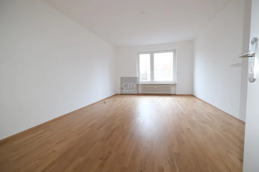 Wohn-Schlafbereich - Wohnung mieten in Nürnberg - Neu sanierte Single-Wohnung mit Parkett und Pantry-Küche