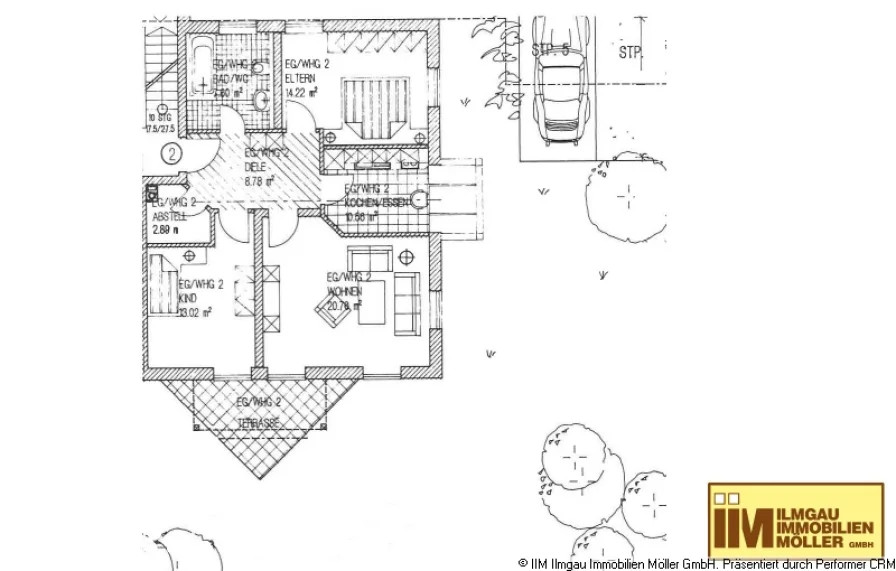 Grundriss mit Garten