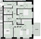 Grundriss der Wohnungen EG Nr. 4 - 1. OG Nr. 9 - 2.OG Nr. 14