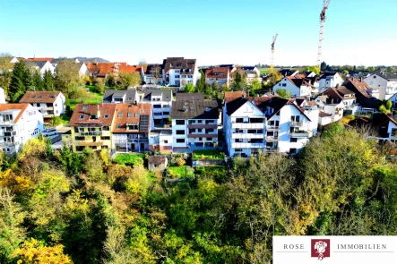 Drohnenansicht West - Haus kaufen in Waiblingen / Neustadt Rems-Murr-Kreis - Leerstehendes und sehr gepflegtes Zwei-Dreifamilienhaus mit wahnsinnigem Ausblick in Neustadt