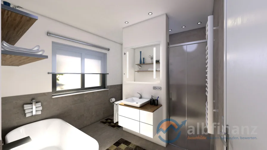 Beispielbild modernes Badezimmer OG - Haus kaufen in Eningen unter Achalm - Klimafreundliche DHH in top Aussichtslage • Jetzt doppelte Förderung abgreifen! H2