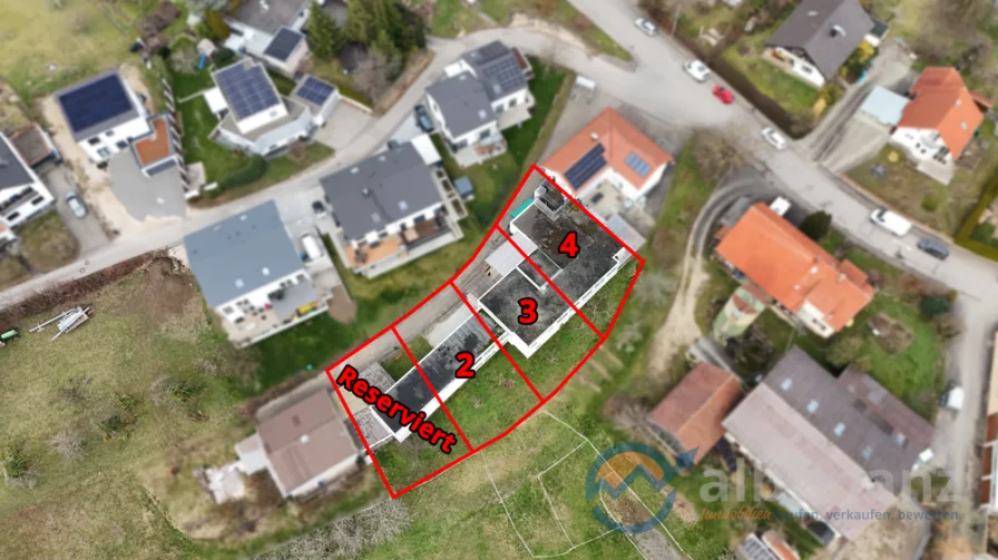 Drohnenansicht - Grundstück kaufen in Eningen unter Achalm - Baulücke in Bestlage von Eningen u. A.• Genehmigtes Bauvorhaben liegt bereits vor!