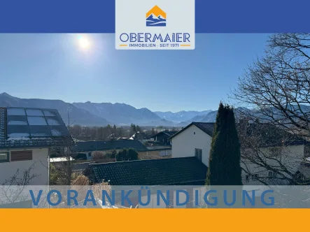 01_Aussicht_Dächer_Berge_Süden - Wohnung kaufen in Murnau - 4-ZIMMER MAISONETTE WOHNUNG MIT ALPENPANORAMA-BLICK + 3 BALKONEN