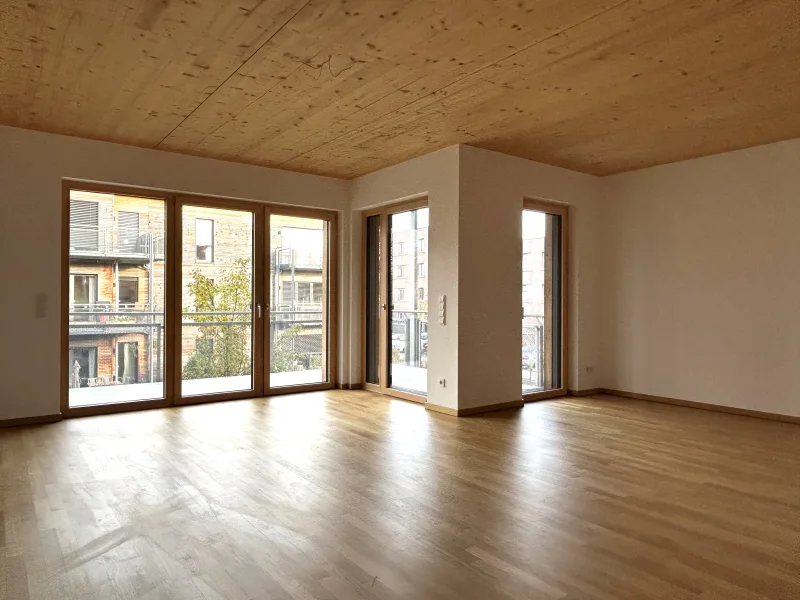 Wohnzimmer - Wohnung mieten in München - Modernes Wohnen mit Stil: Traumhafte 3-Zimmer-Wohnung mit großem Eckbalkon in München-Pasing