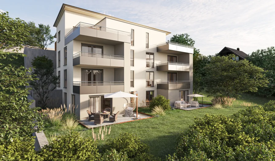 Außenvisualisierung - Wohnung kaufen in Ebelsbach - Moderne und barrierefreie 2,5-Zimmer-Neubauwohnung mit Garten in Ebelsbach