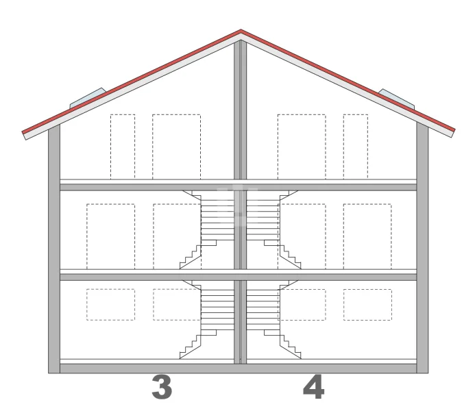 Schnitt vom Haus 3 & 4