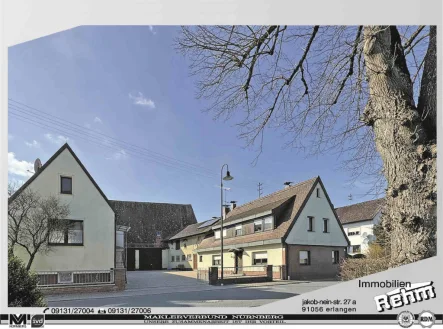 Zufahrtseite - Haus kaufen in Lonnerstadt, OT Ailsbach - Gepfl. 1-2 Fam.-Haus + Nebengebäude u. APP