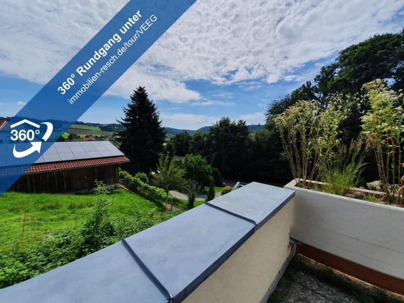 360°-Rundgang Ausblick - Wohnung mieten in Passau - Appartement in UNI-Nähe!1-Zimmer-Terrassenappartement in ruhiger und grüner Wohnlage