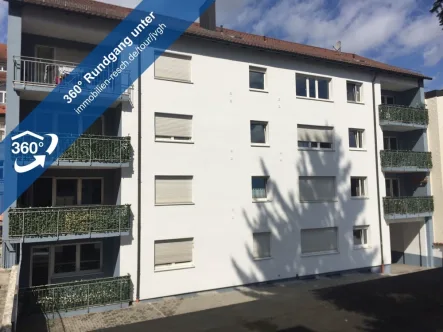360°-Rundgang Rückseite - Wohnung mieten in Passau - Wohnen und Leben in direkter Nähe des Stadtzentrums2-Zimmer-Wohnung mit Wannenbad, EBK und Balkon