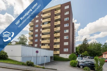 360°-Rundgang Außenansicht - Wohnung mieten in Passau - Bezugsfreies Appartement 1-Zimmer-Appartement mit Tageslichtbad und EBK in nähe Kohlbruck