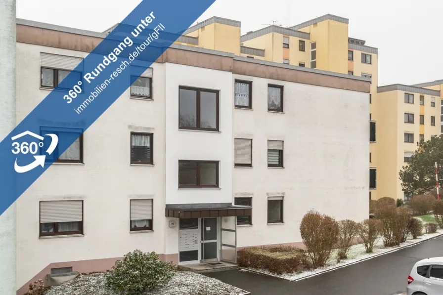 360°-Rundgang Außenansicht - Wohnung mieten in Passau - Singleappartement in Passau-Grubweg komplett renoviert mit Wannenbad, EBK und Südbalkon