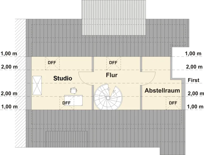 Grundriss Whg. 5 obere Etage/Spitzboden