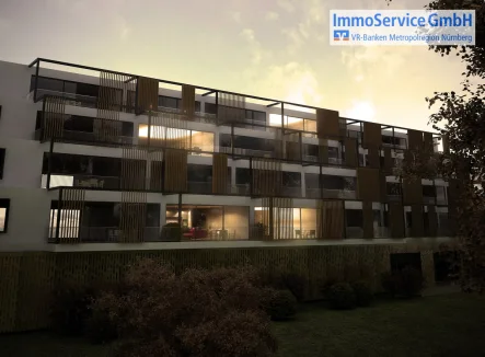 Visualisierung Nachtansicht - Wohnung kaufen in Nürnberg - Ansprechende Wohnanlage im Nürnberger Norden: Kernsanierte 2-Zimmer-ETW mit Balkon!
