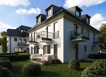 Visualisierung - Außenansicht - Haus kaufen in München - Energieeffizientes Wohnjuwel im grünen Untermenzing - moderne Neubau-DHH mit KFW-55-Standard