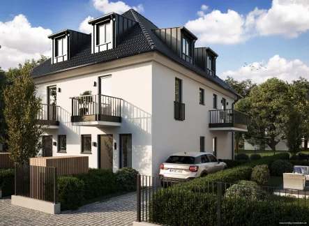 Visualisierung - Außenansicht - Haus kaufen in München - Modern, effizient, einzigartig! - Neubau-DHH mit KFW-55-Standard in familiärer Lage in Untermenzing