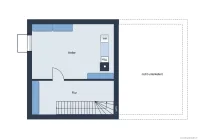 Untergeschoss - Grundrissskizze des Hauses - nicht maßstabsgetreu - Möblierung dient lediglich zur Veranschaulichung und ist nicht Bestandteil des Hauses