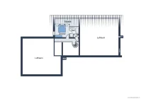 Grundrissskizze des Hauses - Einliegerwohnung UG - nicht maßstabsgetreu - Möblierung dient lediglich der Veranschaulichung und ist teilweise nicht Bestandteil der Immobilie