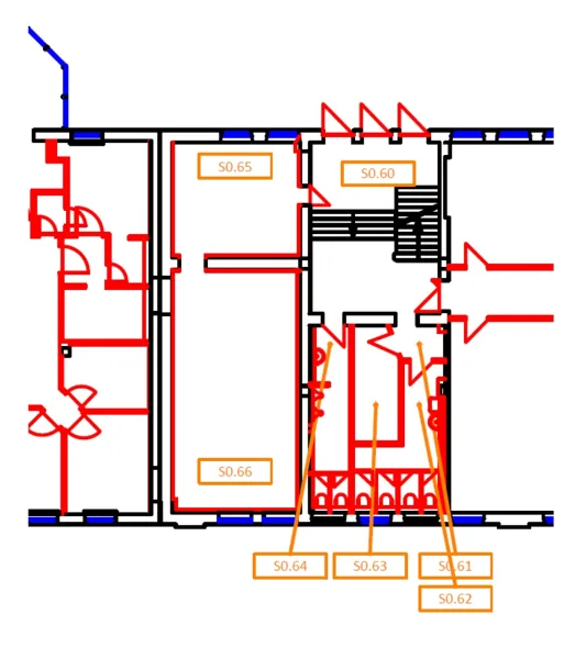 Grundriss Südbau, Multifunktionale Fläche ca. 77 m²