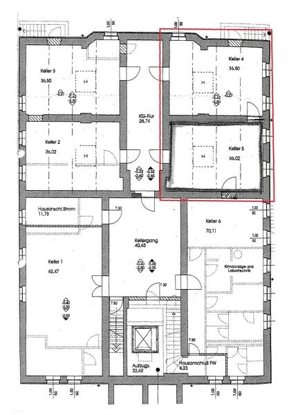 Grundriss Keller Raum 4 und 5