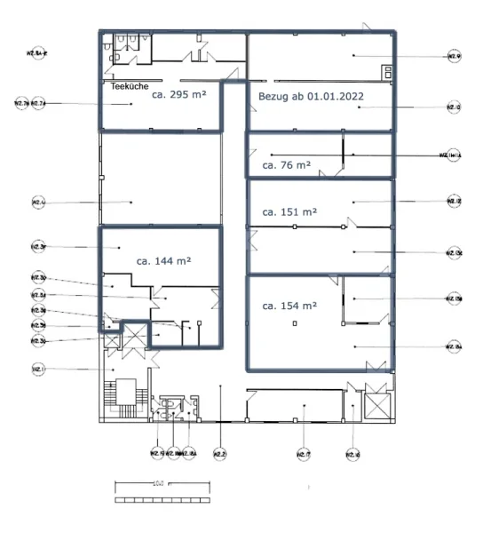 Grundriss Bürogebäude West, 2. OG