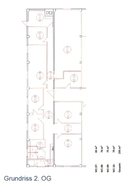 Grundriss Bürogebäude West, ca. 295 m²