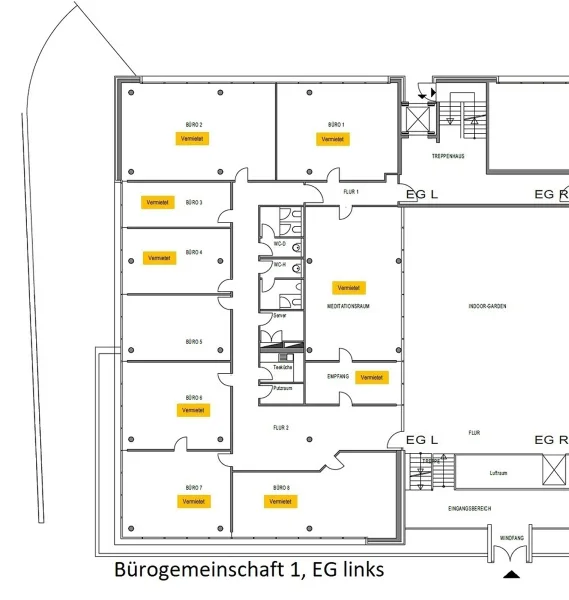 Grundriss EG Bürogemeinschaft 1 freie Räume