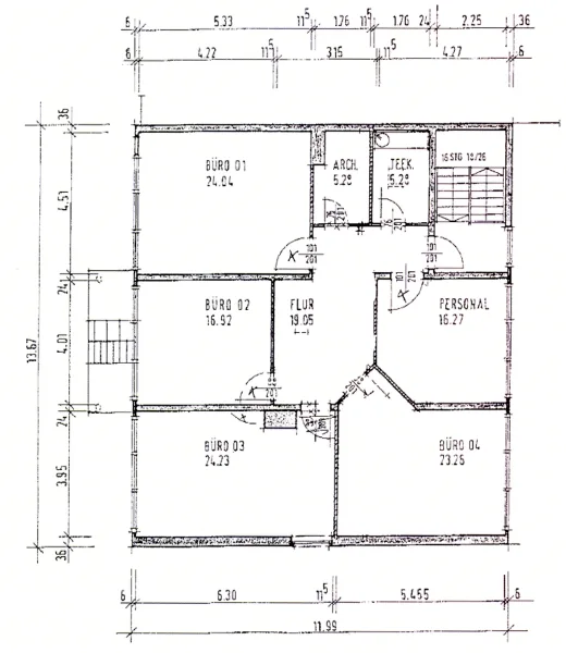 Grundriss Bürowürfel 2. OG