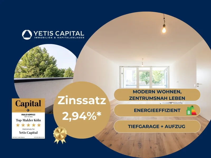 Highlights - Wohnung kaufen in Köln - PERFEKTE BALANCE ZUM VERLIEBEN: MODERN WOHNEN, ZENTRUMSNAH LEBEN +PROVISIONSFREI+