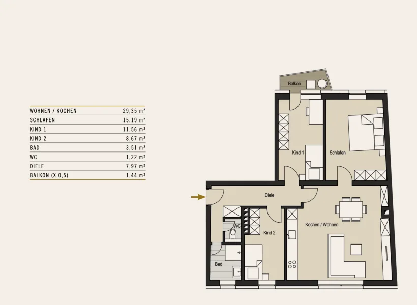 Grundriss 4 Zimmer