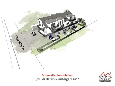 Außenansicht - Wohnung kaufen in Lauf - TOP 3-Zimmer-Garten-Neubau-Eigentumswohnung mit Terrasse in Lauf an der Pegnitz