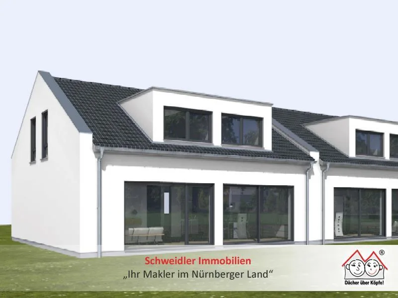 Hausansicht - Haus kaufen in Erlangen - NEUBAU-Doppelhaushälfte mit top moderner Grundrissgestaltung in schöner Lage von Erlangen-Hüttendorf