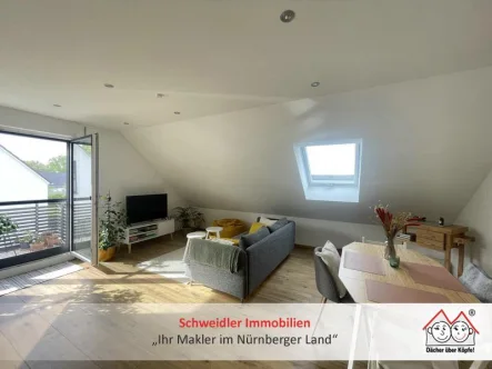 Wohn- und Essbereich - Wohnung mieten in Herzogenaurach - WOW! Traumhafte 3-Zimmer-Balkon-Wohnung mit TOP moderner Einbauküche in Herzogenaurach-OT (BJ 2020)