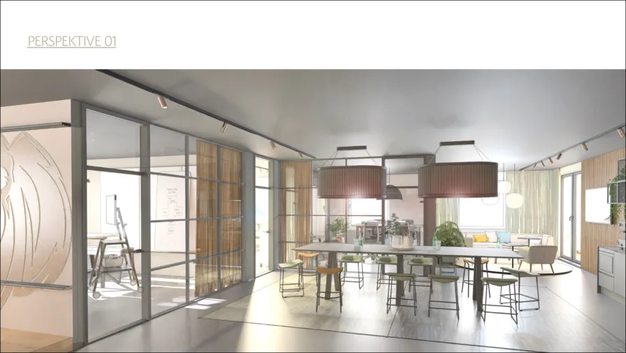 Visualisierung Büroraum - Bild zeigt Extraausstattung - Büro/Praxis mieten in Großostheim - GREEN VISION: Moderne Büroflächen in Großostheim