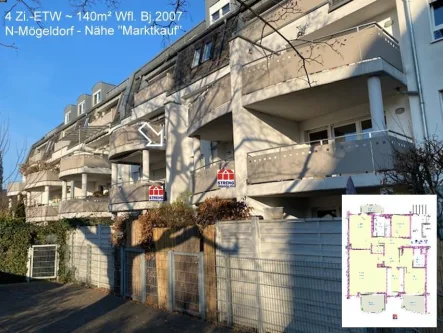 Ex 1aa Westseite - Wohnung kaufen in Nürnberg - Große 4 Zi.-ETW~140m²Wfl. Bj. 2007, I.OG, Lift, Keller, TG in Nbg-Mögeldorf