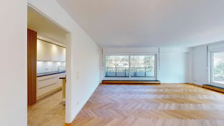 Offener Wohn- und Essbereich - Wohnung kaufen in München - FRESH LOOK | Erstbezug nach Sanierung - 3-Zimmer mit umlaufender Loggia in der Menterschwaige