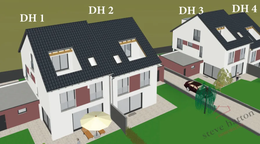 13320 Ansicht Süd - Haus kaufen in Aystetten - Hochwertige NEUBAUTEN: 2 LUXUS-Doppelhaushälften