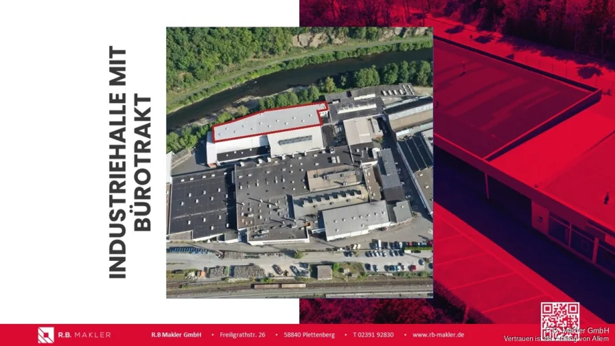 R.B. Makler - Halle/Lager/Produktion mieten in Werdohl - R.B. Makler: Industriehalle in Werdohl mit Bürogebäude